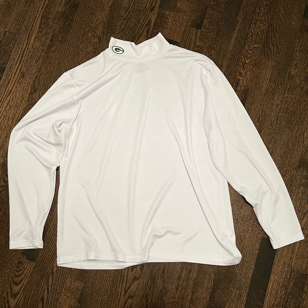 Green Bay Packers White Long Sleeve Shirt with Logo on the Neck